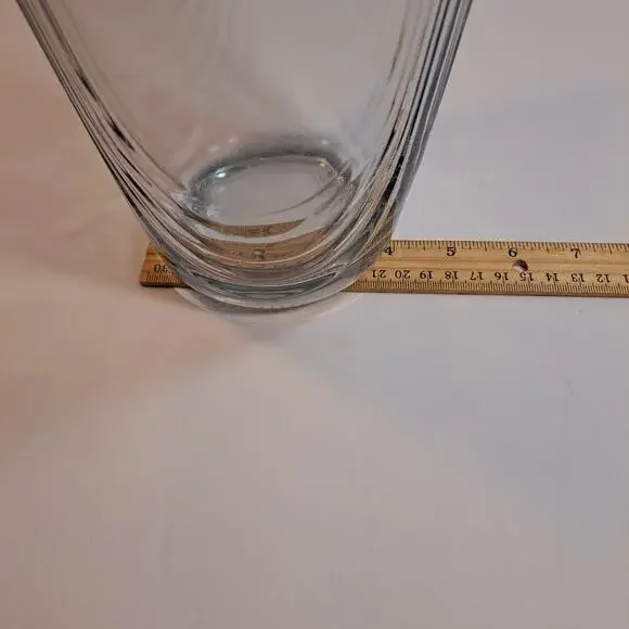 Neiman Marcus Vintage Lead Crystal Glass Centerpiece Vase Ribbed Heavy Classic